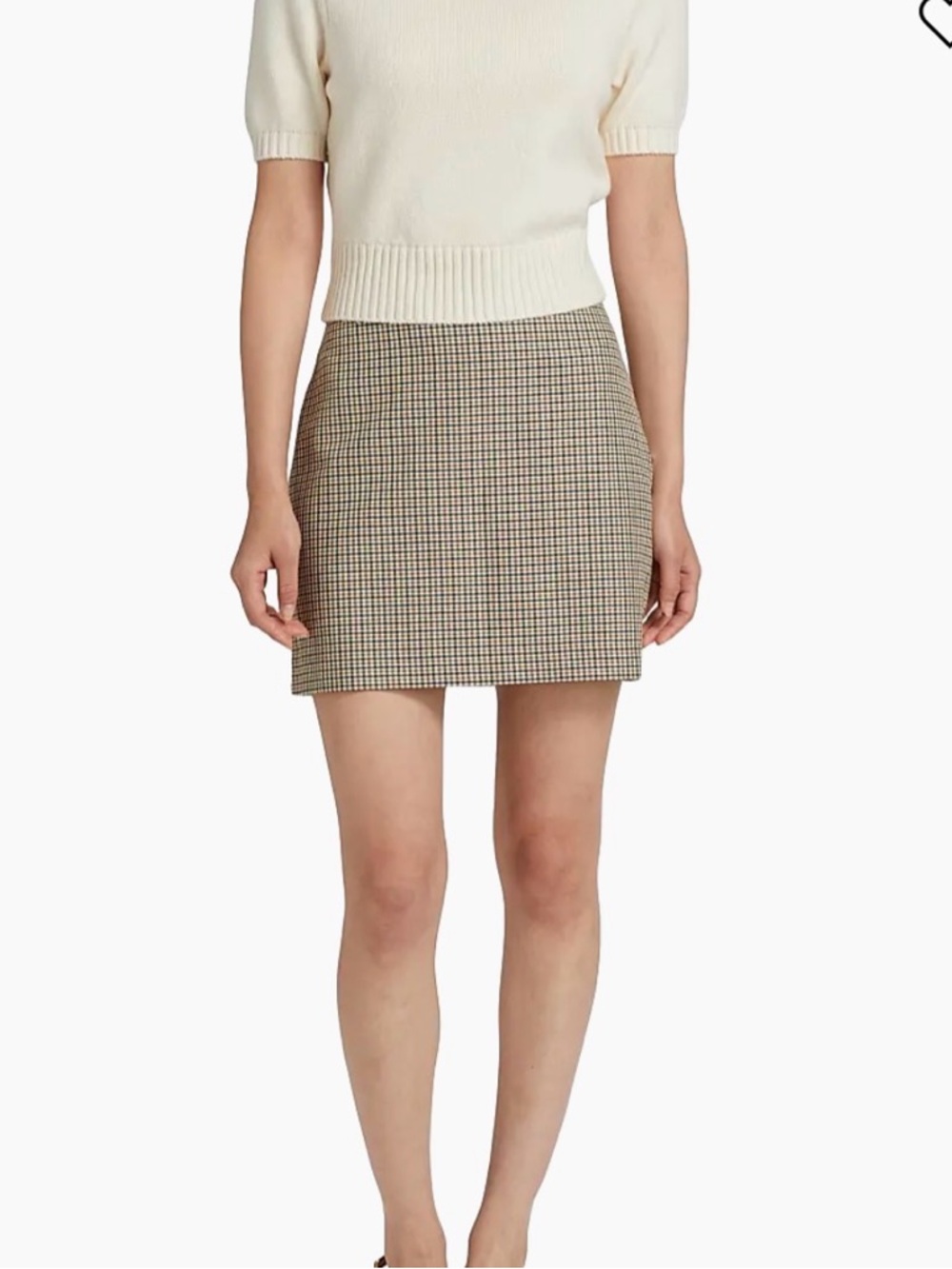 TOCCIN Maris Classic Plaid Mini Skirt in Beige and Black